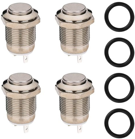 Swiftctrl - Botón pulsador de 12 mm, impermeable metal, interruptor momentáneo/bloqueo 12 V/24 V/125 V/250 V, 3 A, IP65 para coche, moto, barco electrónico de garaje