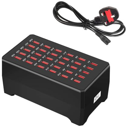 Gcidto 30-Port 150W High-Power Multi-USB Station, Smart Multi-Port Charger for Fast Charging of Smartphones, Tablets, and USB Devices (Black).(30 port-black)