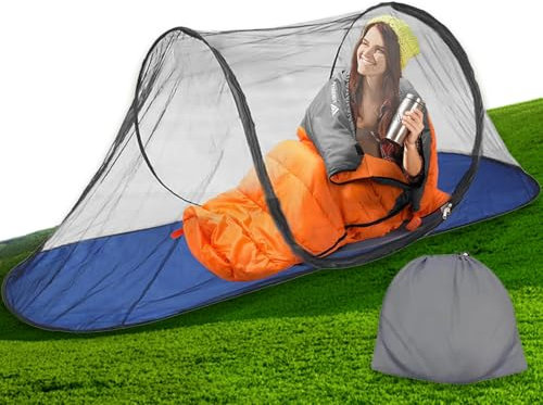 Mosquitera Pop up Plegable, 200x72cm Mosquitera Desplegable, Mosquitera Ultraligera Protección 360°, Mosquitera Viaje Plegable, Emergente de Mosquitera para Viaje, Fondo Impermeable, Uso Inmediato (A)
