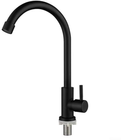 Grifo de cocina de acero de plástico con una sola palanca, purificador de agua fría, mezclador de fregadero montado en la pared, color negro, G1/2, ahorro de agua