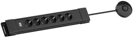 BACHMANN CONNECTUS 6-Fach Steckdosenleiste (Robuste Mehrfachsteckdose mit 1,5m Fußtrittschalter und 1,5m Kabel zur Steckdose) Schwarz