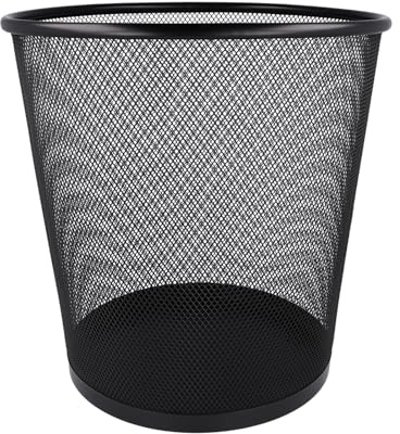 Westcott Papierkorb Mesh Schwarz | Mülleimer aus Drahtgeflecht mit 13 Liter Fassungsvermögen | Abfalleimer für Büro, Homeoffice oder Haushalt | E-744608 00