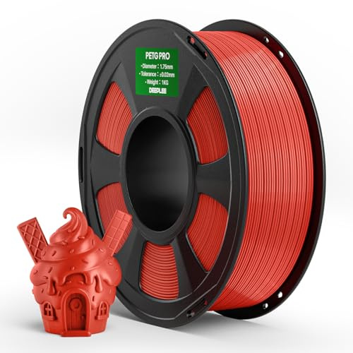 DEEPLEE PETG PRO Filament 1.75mm Rot 1KG | 1,75 mm PETG 3D-Drucker-Filament, Verbesserte Zähigkeit und Wetterbeständigkeit, FDM-kompatibel
