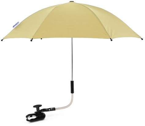Pushchair Parasol Compatible with Joie, Universal Pram Parasol with 50+ UV Protection, Baby and Infant Sun Umbrella for Buggy, with Adjustable Fixing Clamp, Clip on Stroller Umbrella (Sand)