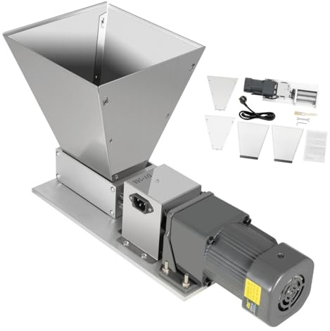 Elektrische Getreidemühle MalzmüHle Multifunktionsschleifer, 60W Grain Crusher Getreid Walzenmühle, 4L Verstellbare Schrotmühle Schleifrate: 20kg/h Kornquetsche mit Pinsel & 4 Stück Trichter