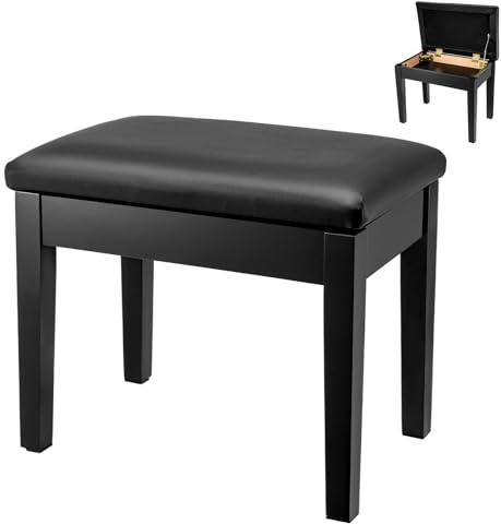 CROWNSHOP Piano Stools 54x34x45cm Piano Stool Faux Leather Keyboard Bench with Storag Multi-Purpose Stool for Piano Stool Storage (54x34x45CM)
