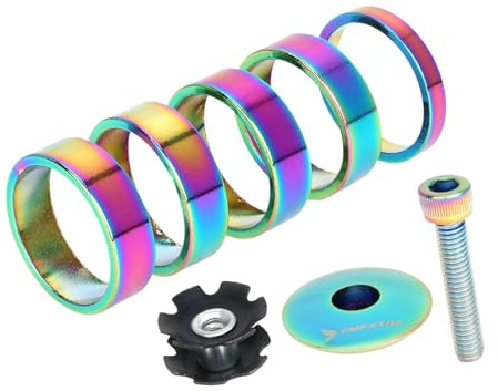 Homyl 5 Stück Fahrrad Headset Ringe, Gabel Spacer, 1 1/8 Zoll Sternmutterbolzen