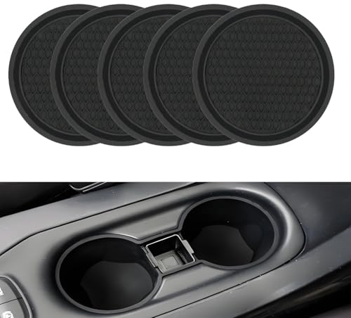 5 Stück Auto Getränkehalter Untersetzer, rutschfest Silikon Becherhalter Matte, Universal Getränkehalter Einsatz, Auto Car Coasters Schutz für Zubehör Innenraum Deko(Schwarz)