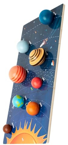 Uonlytech Holzspielzeug Sonnensystem Lernspielzeug Planeten Puzzles Motorikspielzeug Vorschule Montessori Pädagogisch Kreativspielzeug Ab Jahren