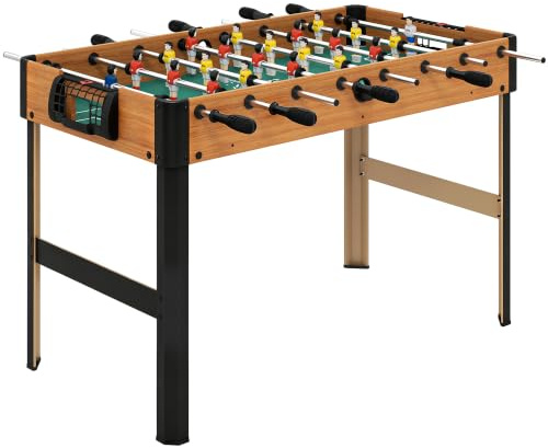 HOMCOM Tischkicker Kickertisch rutschfest Griffe 118 x 104 x 69 cm Braun | Anzeigetafel, inkl 22 Kicker 2 Bälle, Spieltisch, für Erwachsene Jugendliche, Tischfußball, Spielzimmer Bars Partys
