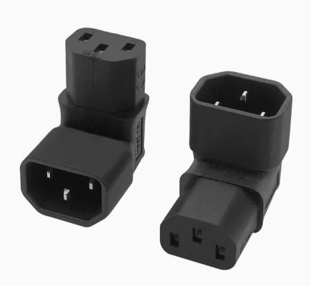 2 piezas Cable de alimentación acodado C14 a C13, adaptador de 90 grados, 250 V, 10 A, 3 pines, de PVC aislante, ahorro de espacio para ordenadores de oficina, equipos electrónicos domésticos