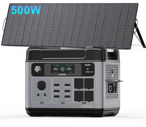 OUKITEL P2001E Pro 3200W (pico de 6400W) Con panel solar de 500W, generador solar de 2048Wh con batería LiFePO4,carga rápida de CA de 1800W, estación de energía portátil para camping y autocaravanas