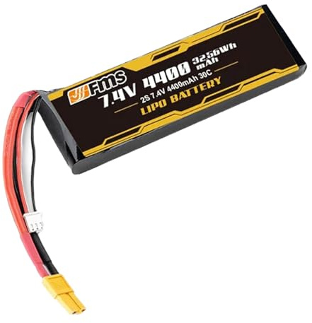 FMS Batterie Lipo 2S 7,4 V 4400 mAh 30C avec kit de chargeur tout-en-un pour convertir RS en RTR pour FCX10 Land Rover, FCX10 LC80,1/10 Atlas, FJ40, Mashigan, 1/6 Jimny, 1941MB (batterie C1542)