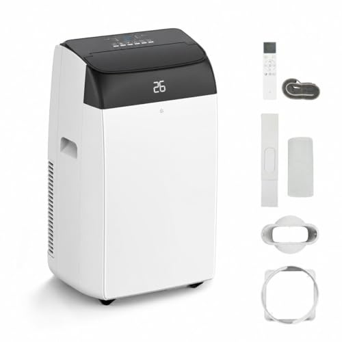 10000 BTU 3-in-1 Portable Air Conditioner – Cools, Dehumidifies & Fan – Covers 450-550 Sq ft – 52dB Quiet, 24H Timer, Smart Follow, Washable Filter, Remote, Window Kit – for Bedroom, Living Room