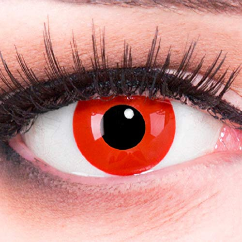 Farbige Kontaktlinsen Jahreslinsen Meralens 1 Paar rote teufel Crazy Fun red devil .Topqualität zu Fasching Karneval Fastnacht Halloween mit Kontaktlinsenbehälter ohne Stärke