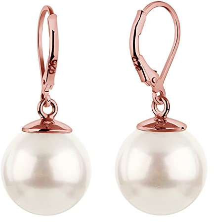 Nenalina Ohrstecker 925 Silber Damen Ohrringe Ohrhänger rosegold mit Muschel Perlen 14 mm