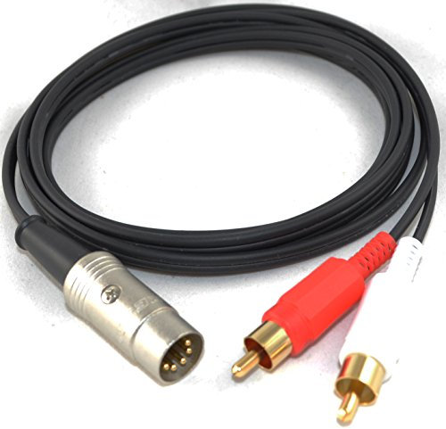 5 Pin DIN to 2 x RCA Phono Plugs Gold 1 Metre Interconnect Cable for Naim/B&O by CoolNovelties