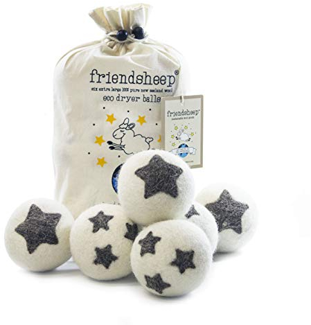 Friendsheep Bio Öko-wolle Trockner Kugeln - 6er Pack - 100% handgemacht, Fair Trade, Bio, keine Fusseln - Premium-Qualität