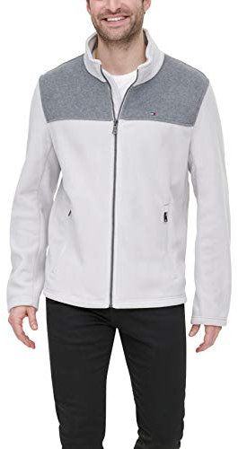 Tommy Hilfiger Herren Lightweight Polar Fleece Jacket Fleecejacke, Hellgrau/EIS, XL