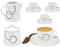 Van Well Set à café 10 pièces : 4 tasses à café avec 4 soucoupes + pot à lait et sucrier blanc – Différents décors au choix Décor : Palazzo