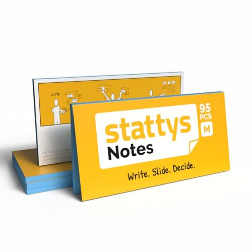 Stattys Notes selbstklebende Haftnotizen Moderationskarten, 5 Blöcke je 20 x 10 cm, Blau