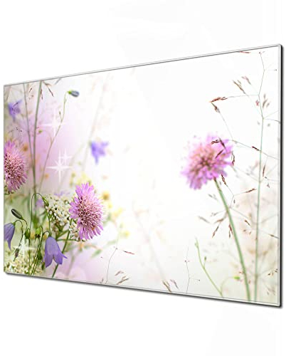 banjado Glas Magnettafel 90x60cm / Magnetwand Glas/Magnetpinnwand als Memoboard Glas/Pinnwand Magnettafel Küche, Büro, Kinderzimmer inkl. 4 Magnete & Montageset - Glitzernde Wiese