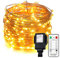 Erchen Plug in Fairy Lights, 66 FT 20M 200 LED Dimmable Copper Wire LED Starry String Lights with 4.5V DC Power Adapter Remote Control for Wedding Christmas Party Bedroom (Warm White)