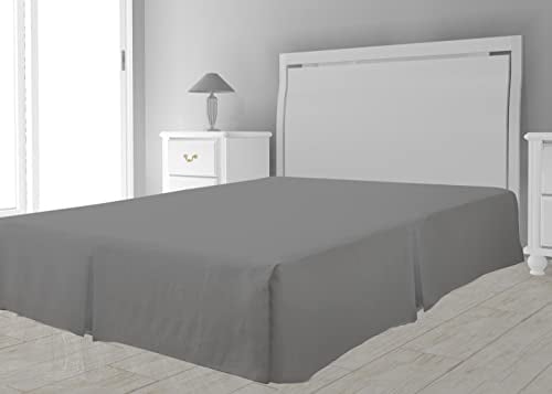 Soleil d'ocre Intemporel Cache sommier Microfibre, Polyester, Gris, 160x200 cm