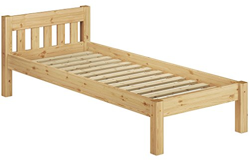 Erst-Holz® Einzelbett Massivholz-Bett Kiefer Natur 90x200 Futonbett Jugendbett Rollrost Singlebett 60.38-09FL