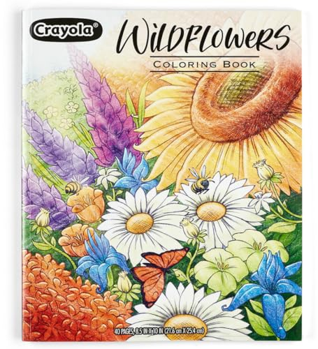 Crayola Wildblumen-Malbuch (40 Seiten), Premium-Malvorlagen für Erwachsene, zum Stressabbau und zur Entspannung, Geschenk für Erwachsene