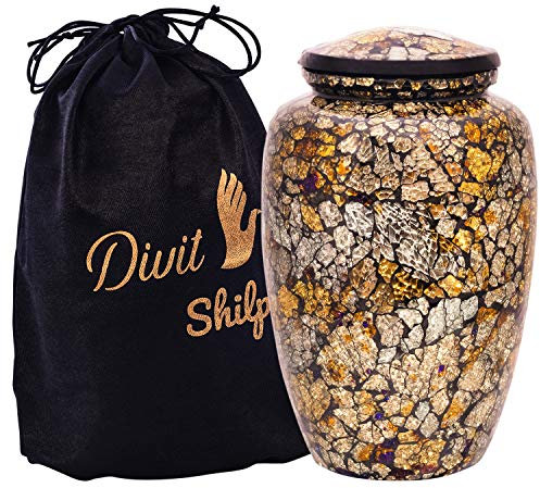 Urne de crémation pour Cendres humaines avec Sac en Velours, pour Adultes pesant jusqu'à 100 Kilos by Divit Shilp (GL Mosaic, Adult, Adult)