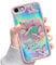 LCHULLE Kompatibel mit iPhone 6,iPhone 6S Handyhülle Schmetterling Glänzend Schutzhülle Mädchen Silikon Case Girls Glitzer Hülle für iPhone 6/6S Rosa