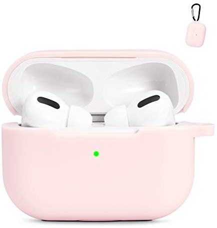 AKABEILA Airpods Pro Hülle Case, Kompatibel mit Apple AirPods Pro Silikon Schutzhülle [Front LED Sichtbar & Kabelloses Laden] Flüssiges Silikon Gehäuseabdeckung Air Pods Pro Schutz Hüllen, Rosa