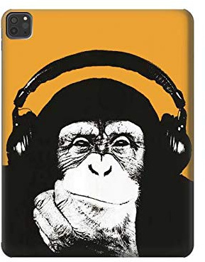Funny Monkey with Headphone Pop Music Tablet Hülle Schutzhülle Taschen für iPad Pro 11 (2018,2020,2021), iPad Air 4 (2020), iPad Air (2020)