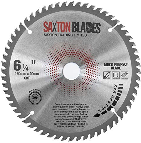 Saxton TCT TCT16060TTCG Lame de scie circulaire en aluminium laminé 160 mm x 60 dents x 20 mm alésage (anneau de 16 mm)