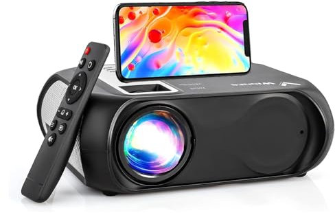 Rétroprojecteur Bluetooth WiFi Videoprojecteur Portable 1080P Full HD Mini Projecteur Vidéo Portatif pour iPhone Android Smartphone PC PS4 TV PPT Home Cinéma Haut-Parleurs Intégrés Cadeau de Noël
