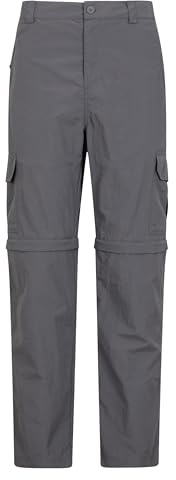 Mountain Warehouse Explore Mens Zip-Off Trousers - Short Length, UV Protect Max, Zip Off Pants - for Spring Summer, Walking, Hiking, Outdoors & Trekking Grey (Short Length) Men's W36