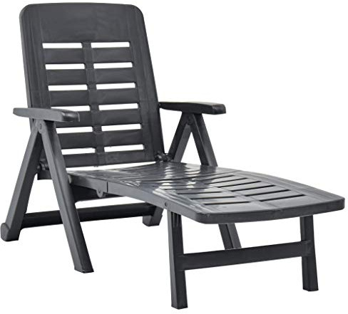 CHAHO Modern,Klappbar,Witterungsbeständig,Sonnenliege,Gartenliege Liege, Strandliege,Relaxliege Liegestuhl,Gartenmöbel,Klappliege Kunststoff Anthrazit