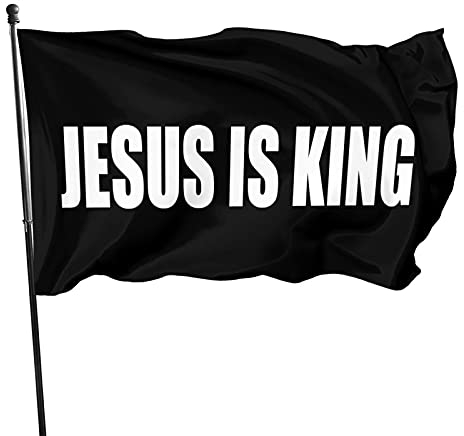 Wujiuo Jesus ist König, Flagge, 90 x 150 cm, Dekoration, Partyzubehör, Jesus-Flaggen für Zuhause, Haus, Außen- und Innendekoration (einseitiger Druck)