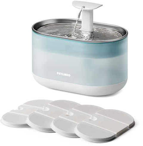 PETLIBRO Fontaine à Eau pour Chat, Fontaine Eau Chat Ultra-Silencieuse 2,1L avec 4 Filtres et 4 Éponges, Fontaine Chat avec Deux Modes de Débit, Distributeur Eau Chat sans BPA