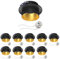 ledscom.de 10 Stück Deckeneinbaurahmen KRON, rund, schwarz/gold matt (GU10/MR16/GU5,3/50mm) inkl. GU10 Fassung