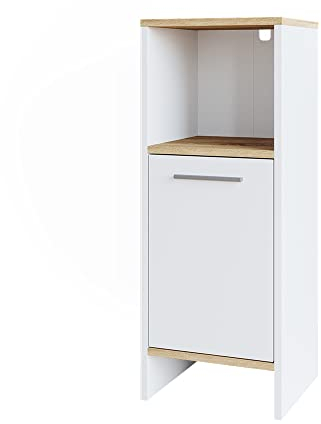 Vicco Midischrank Elvio, Badmöbel, Weiß/Sonoma, 32 x 82 cm