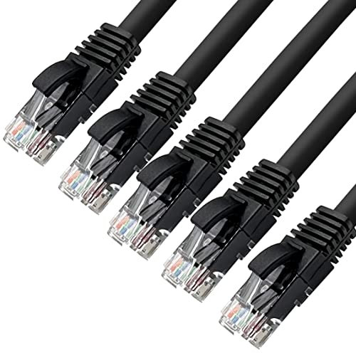 D.Square - 5 Piezas Cable Ethernet Internet LAN 0,5m, Cat.6 U/UTP Negro, Cable de Red LSOH, Conector Rj45, 1 GB/S, Ideal para Router/Móderms, Switch, Repetidor, Ordenador, Portátil, Red Locales.
