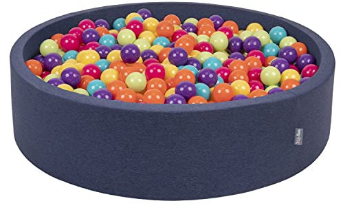 KiddyMoon Piscine À Balles pour Bébé Rond 120X30cm/1000 Balles 7Cm Grande Fosses À Boules Jouet Enfant, Bleu Foncé:Vert Cl/Jaune/Turq/Orange/R.Foncé/Violet