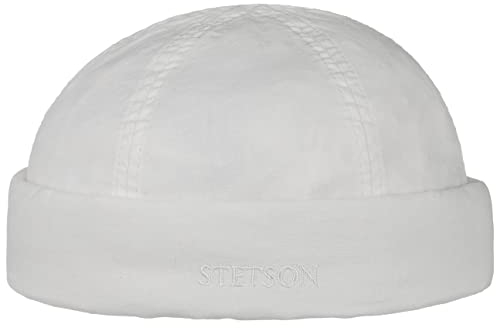 Stetson Delave Organic Cotton Dockermütze Herren - Made in The EU - Aus 100% Bio-Baumwolle - Mit UV-Schutz 40+ - Nachhaltig - Einfarbige Baumwollmütze - Dockercap Frühling/Sommer weiß L (58-59 cm)