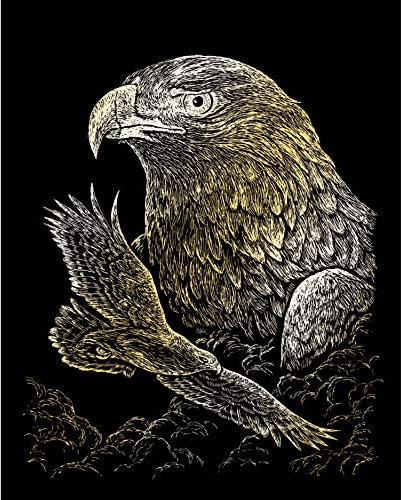 Royal & Langnickel - Kratzbild Adler, Gold, Kratzbilder für Kinder und Erwachsene, mit Kratzstift und Vorlage