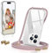 GOODVISH Handykette Kompatibel mit Apple iPhone 14 Pro 6,1 Display, Necklace Hülle mit Band Handyhülle für zum Umhängen, Transparent Case mit Schnur Kameraschutz und Bildschirmschutz, Rosé Gold