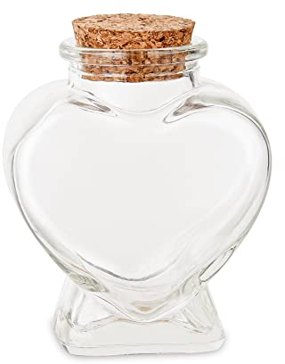 Zoeytak Leere Mini-Glasflaschen in Herzform mit Korkverschluss, dekorative Glasflaschen mit Korkdeckel, für Bastelarbeiten, Dekoration, Partyzubehör, 1 Stück