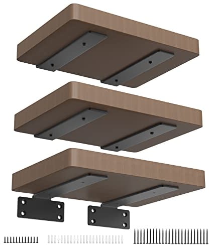 Housolution Regalwinkel, 6 Stück 90 Grad Regalträger Metall Winkelklammern 8 Zoll Schwerlastträger Wandhalterung Stabile Eckwinkel mit Schrauben & Dübel für Brettern Regal Topfpflanzen, Schwarz