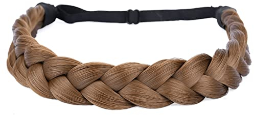 Gledola 2 Stränge geflochtene Zöpfe Stirnband geflochtene synthetische Haar elastische Stretch, Haar Zubehör für Frauen, Mädchen (Mittelbraun)